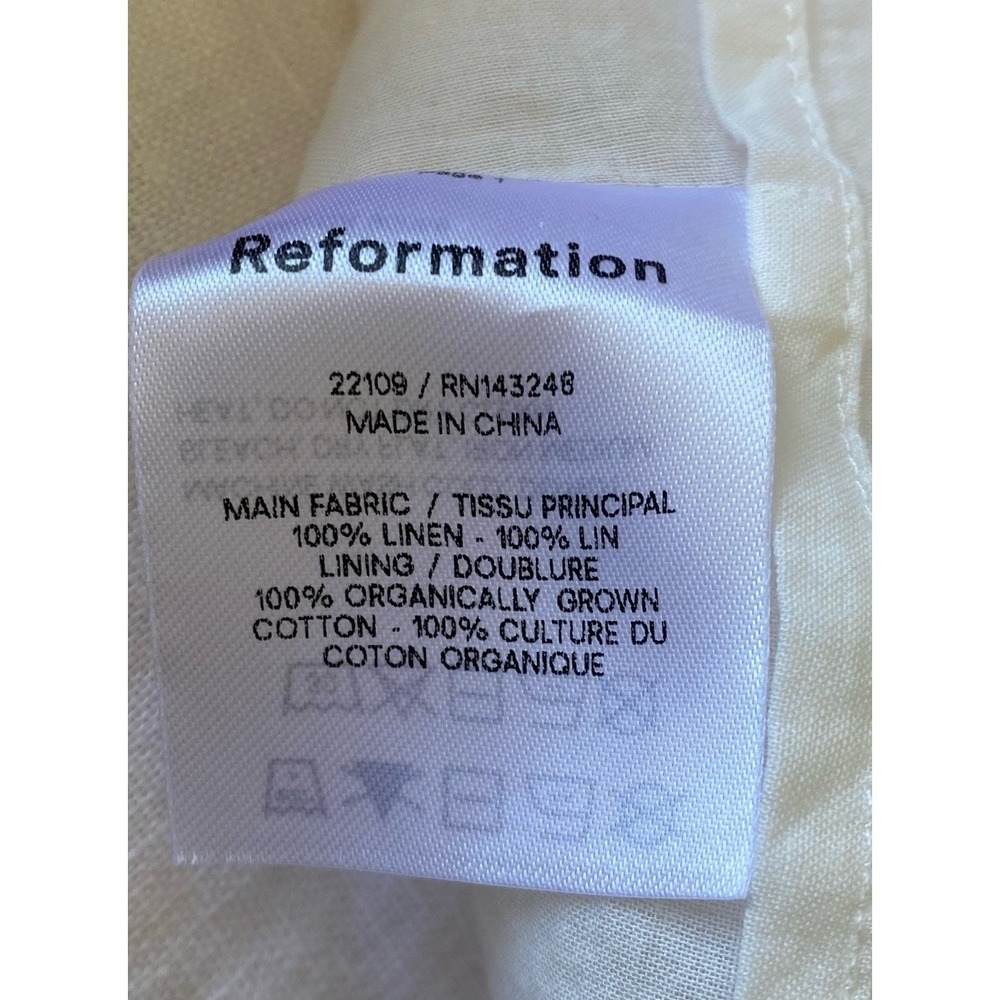 Reformation Women Mini Dress White 100% Linen Sz 6 Sleeveless Designer - Picture 7 of 7